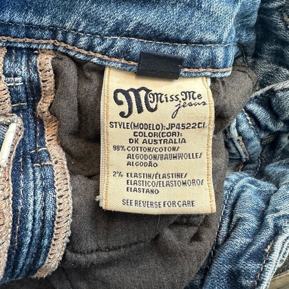 Miss Me Women's Blue Jeans Patchwork Back Pockets 29 Festival. Bootcut Low Rise - Picture 5 of 5
